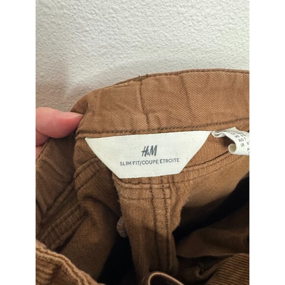 H&M Boys 6X Pants Brown  Slim Fit Corduroy Cotton Elastic Waist - Picture 7 of 12